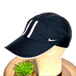 Nike Dri Fit Black White Athletic Performance Womens Hat Cap Adjustable Velcro